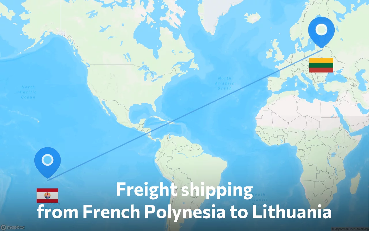 Shipping route from French Polynesia to Lithuania