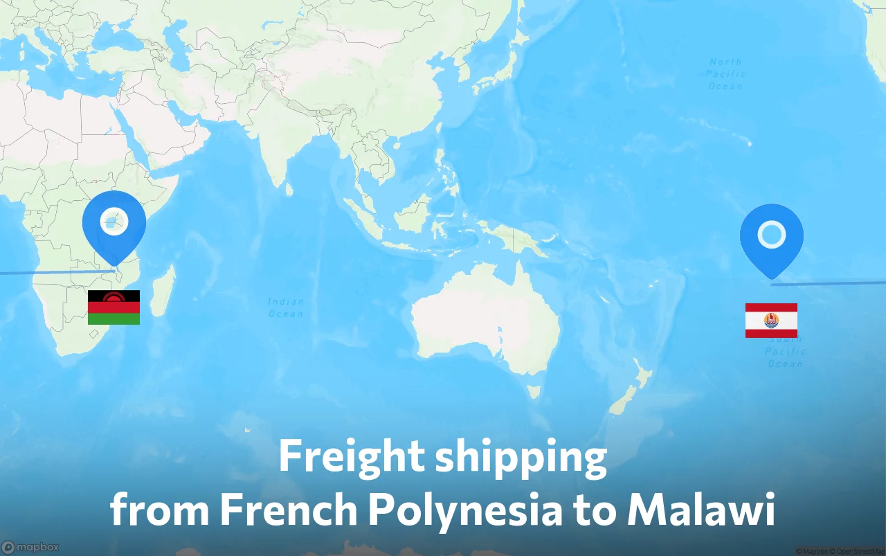 Shipping route from French Polynesia to Malawi
