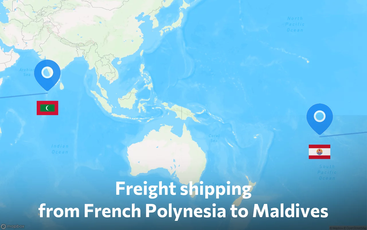 Shipping route from French Polynesia to Maldives