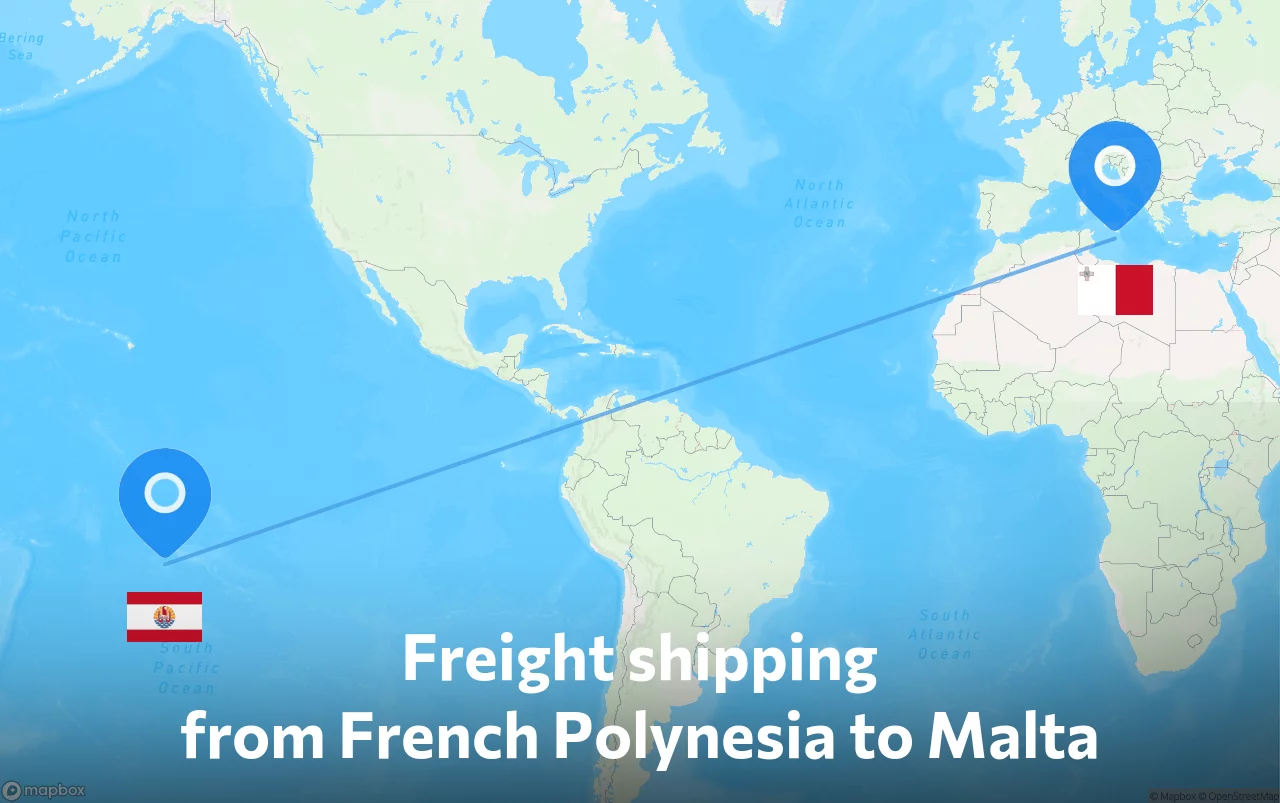 Shipping route from French Polynesia to Malta