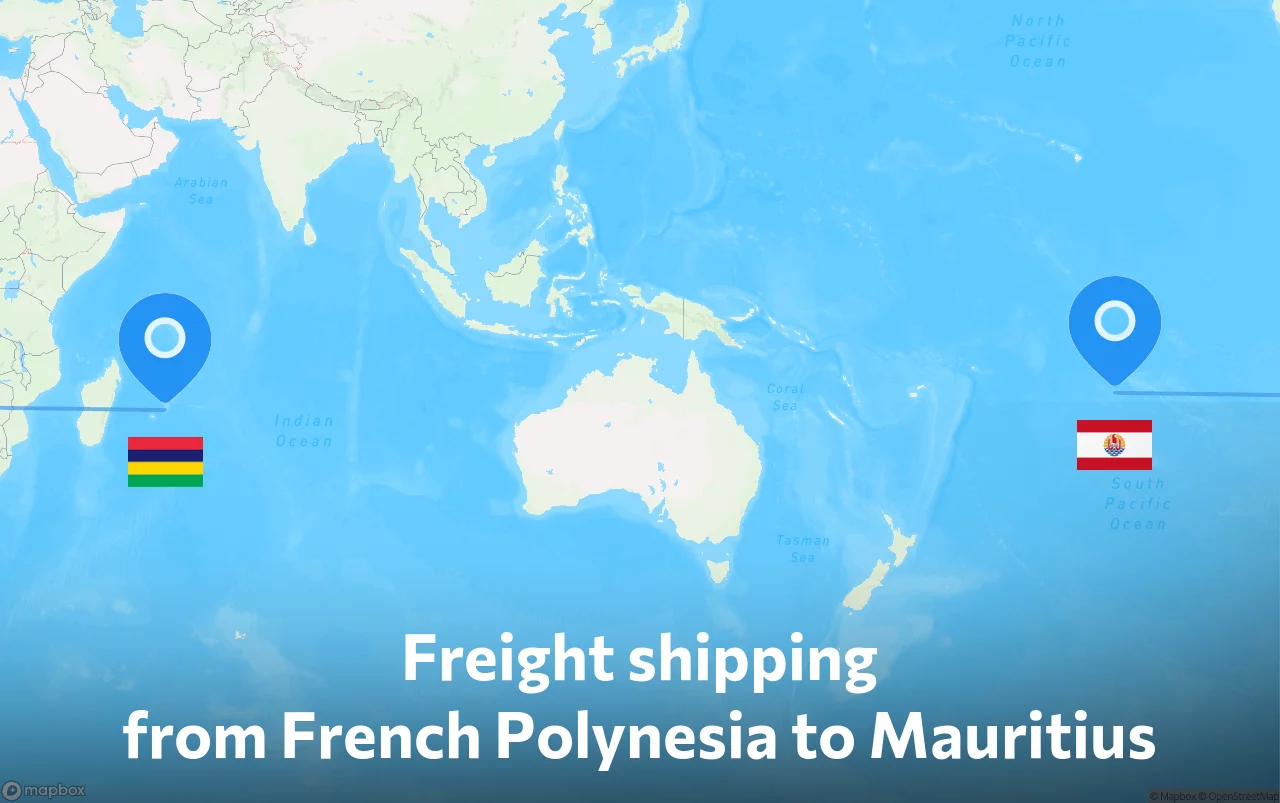 Shipping route from French Polynesia to Mauritius