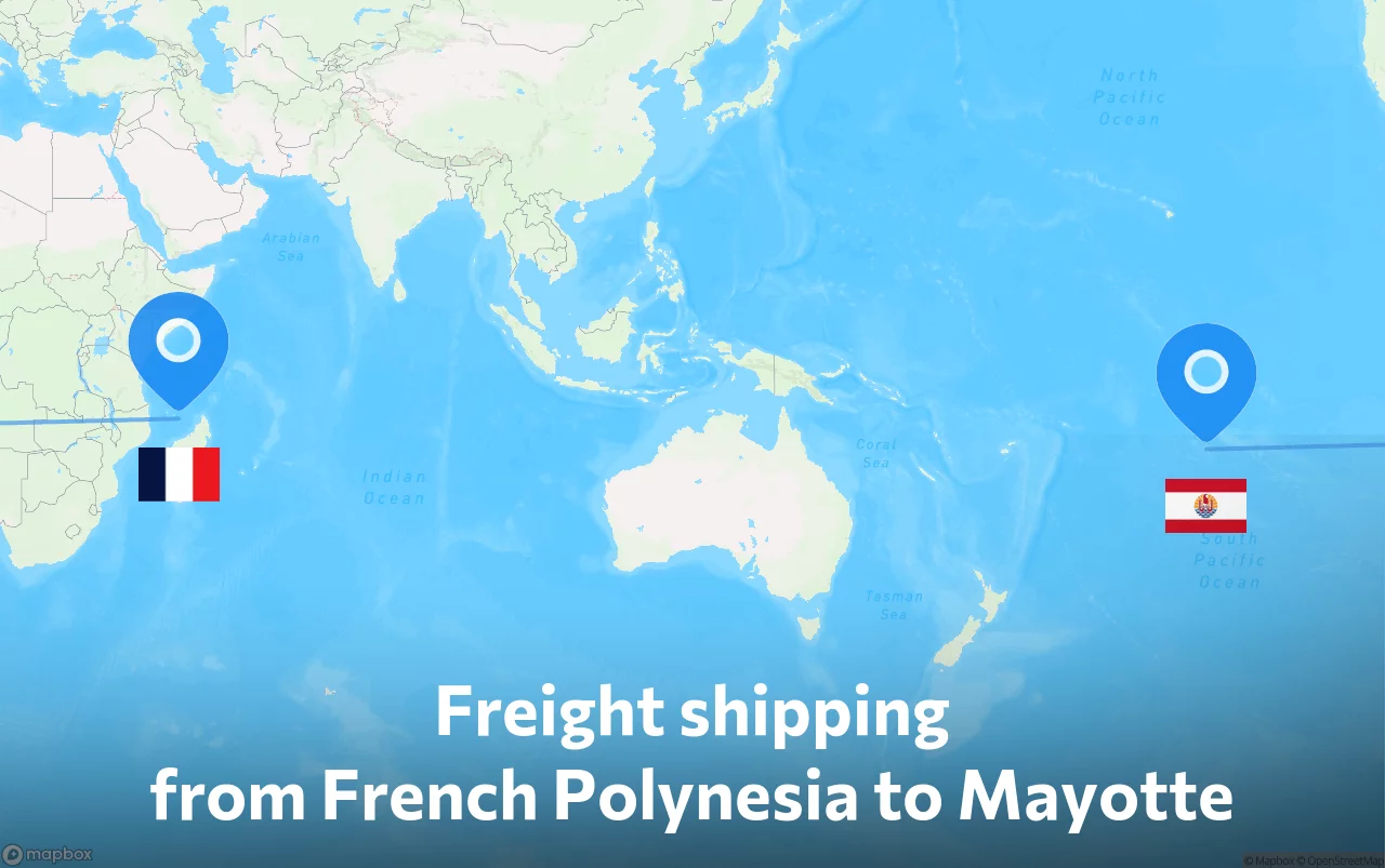 Shipping route from French Polynesia to Mayotte