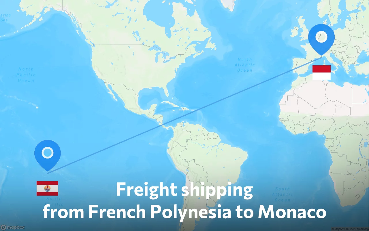 Shipping route from French Polynesia to Monaco