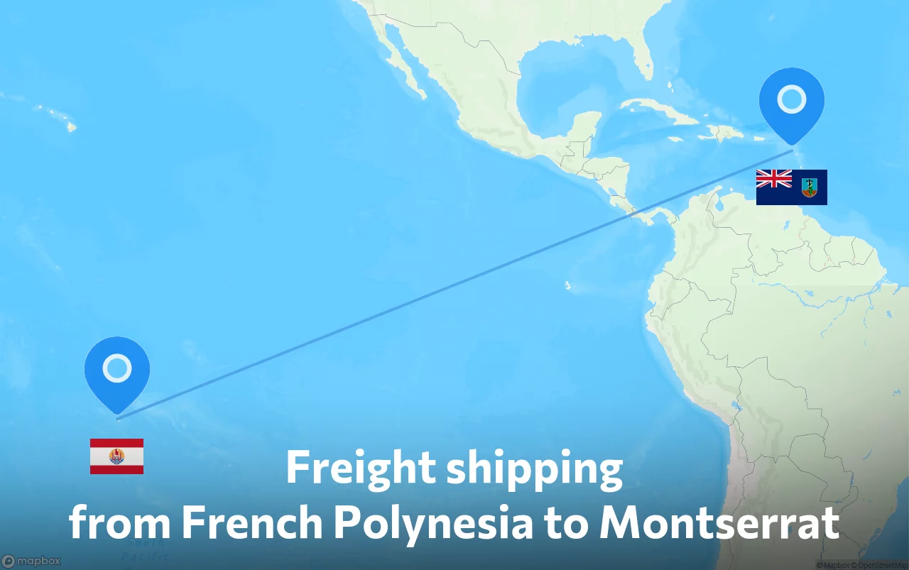 Shipping route from French Polynesia to Montserrat
