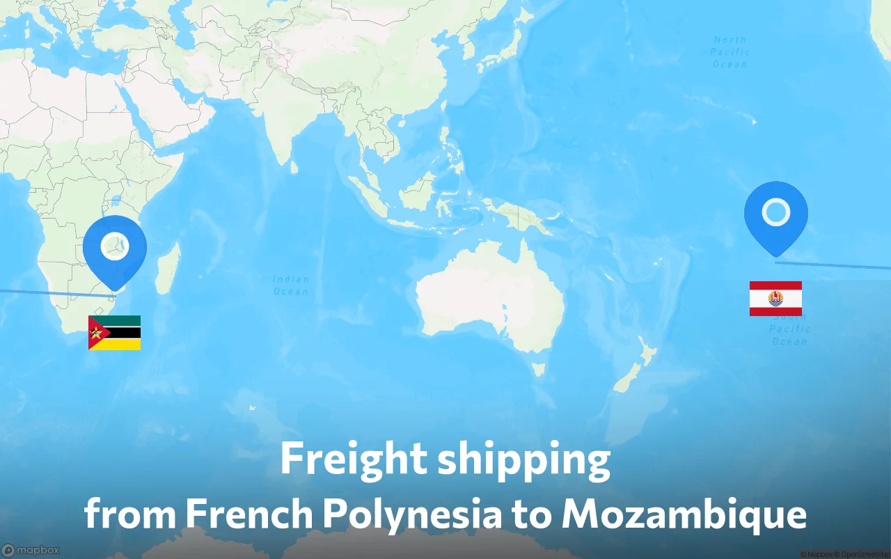 Shipping route from French Polynesia to Mozambique