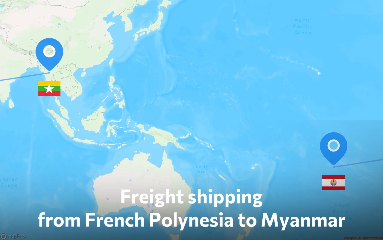 Shipping route from French Polynesia to Myanmar