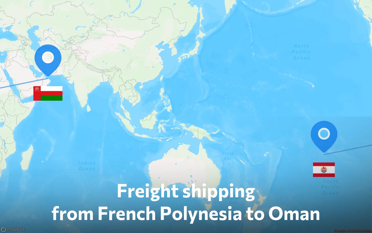 Shipping route from French Polynesia to Oman