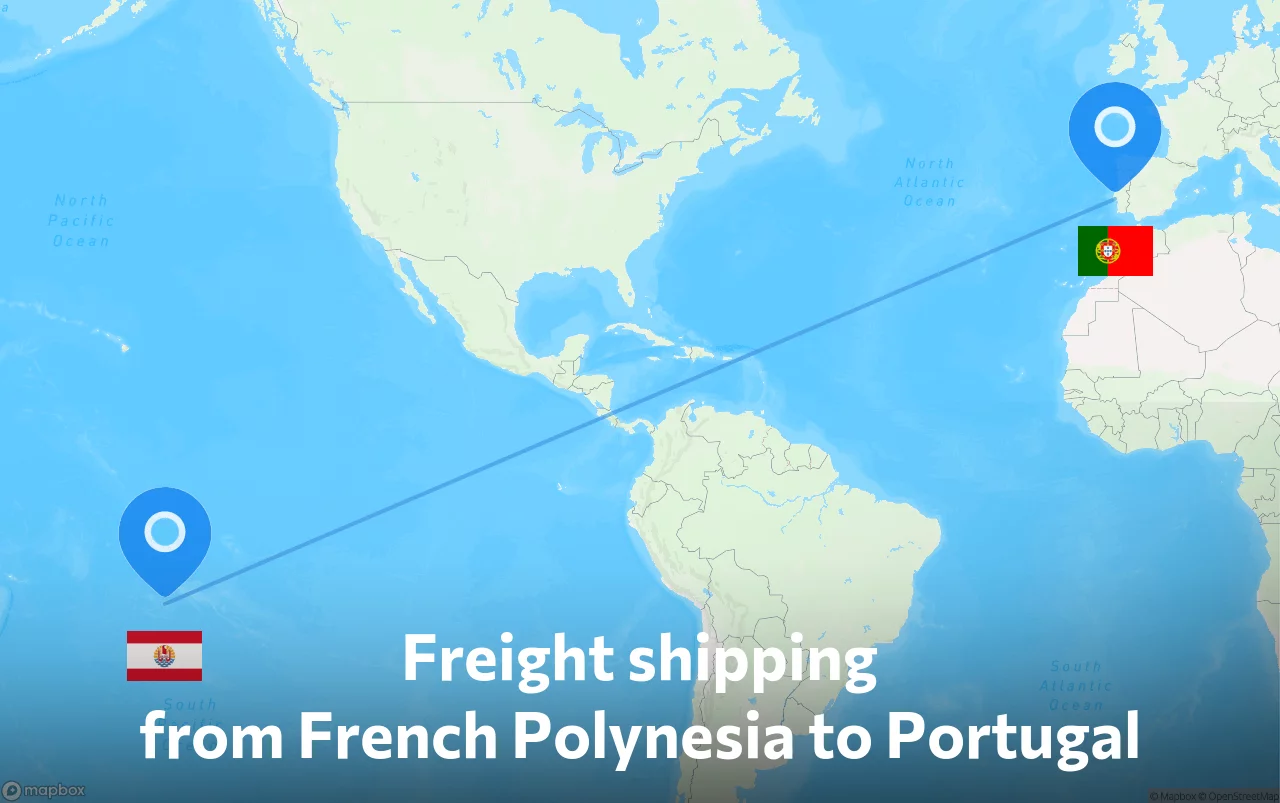 Shipping route from French Polynesia to Portugal