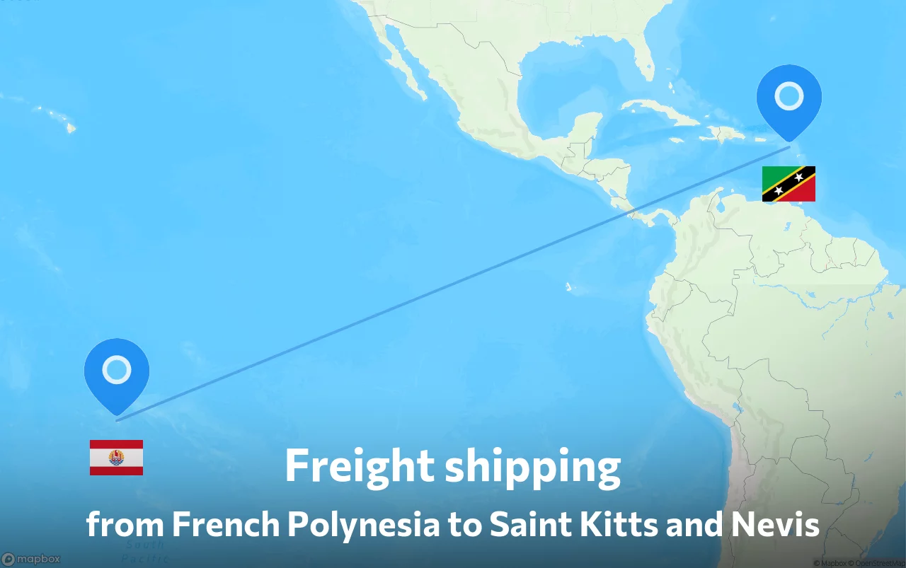 Shipping route from French Polynesia to Saint Kitts and Nevis