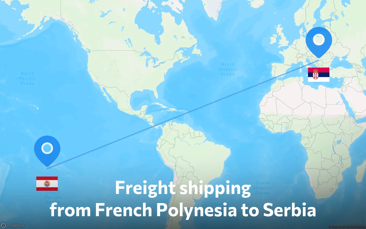 Shipping route from French Polynesia to Serbia