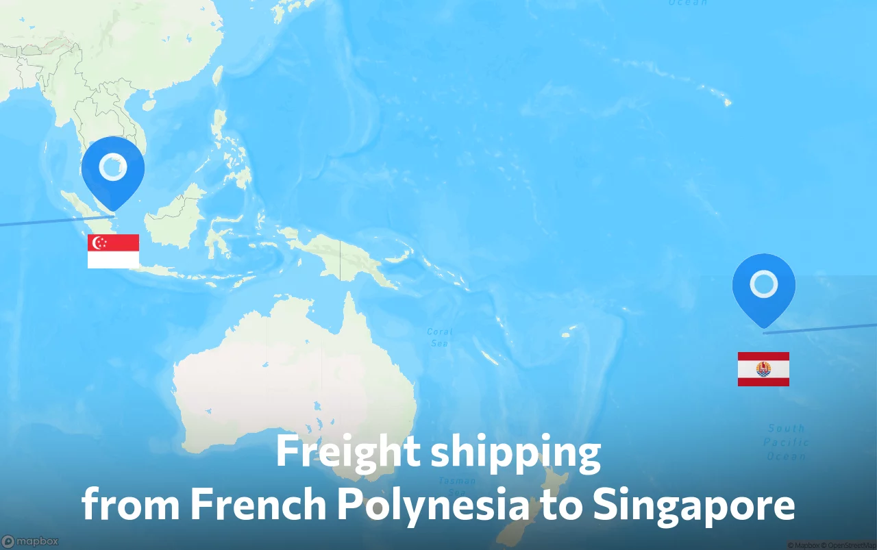 Shipping route from French Polynesia to Singapore