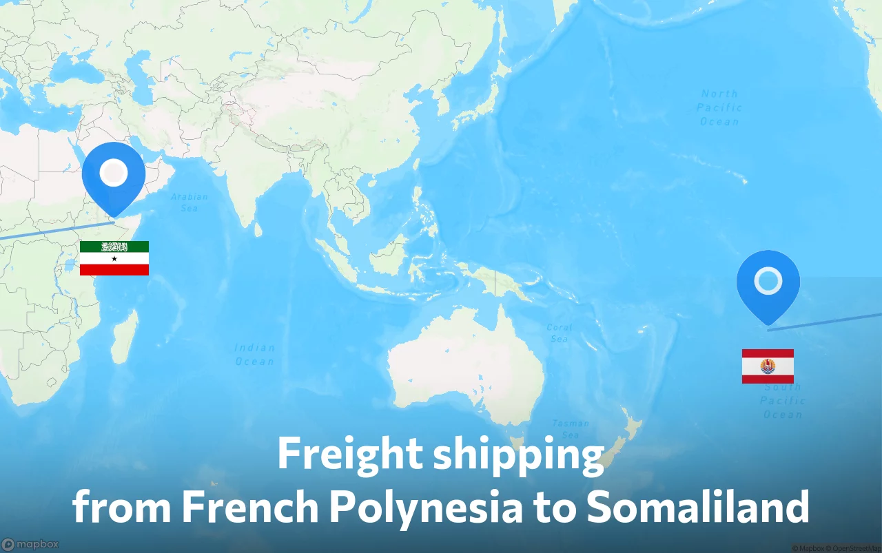 Shipping route from French Polynesia to Somaliland
