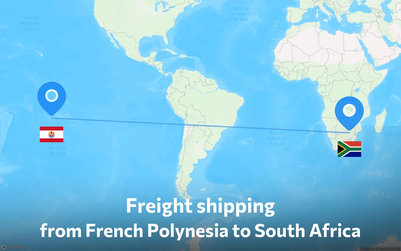 Shipping route from French Polynesia to South Africa