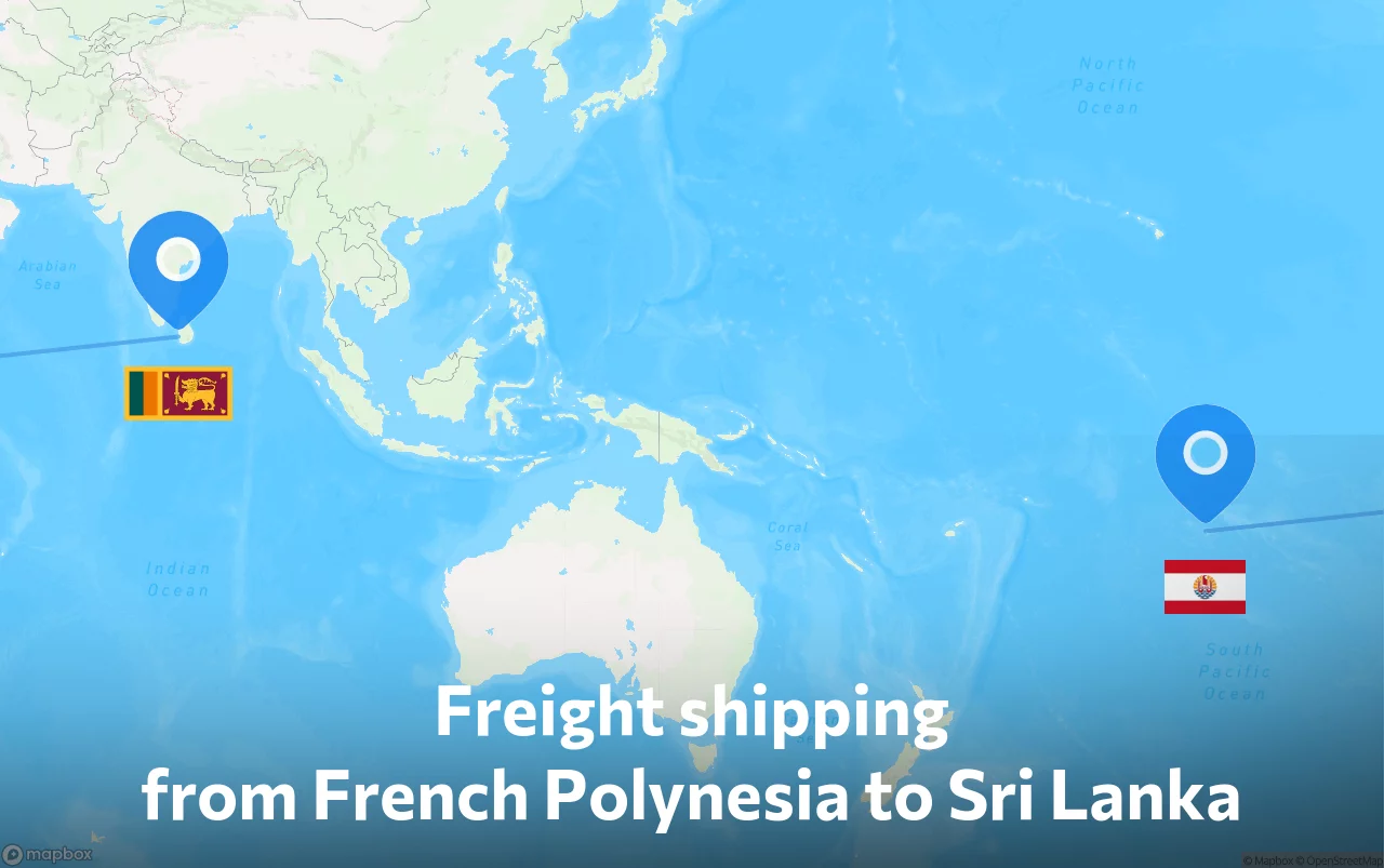 Shipping route from French Polynesia to Sri Lanka