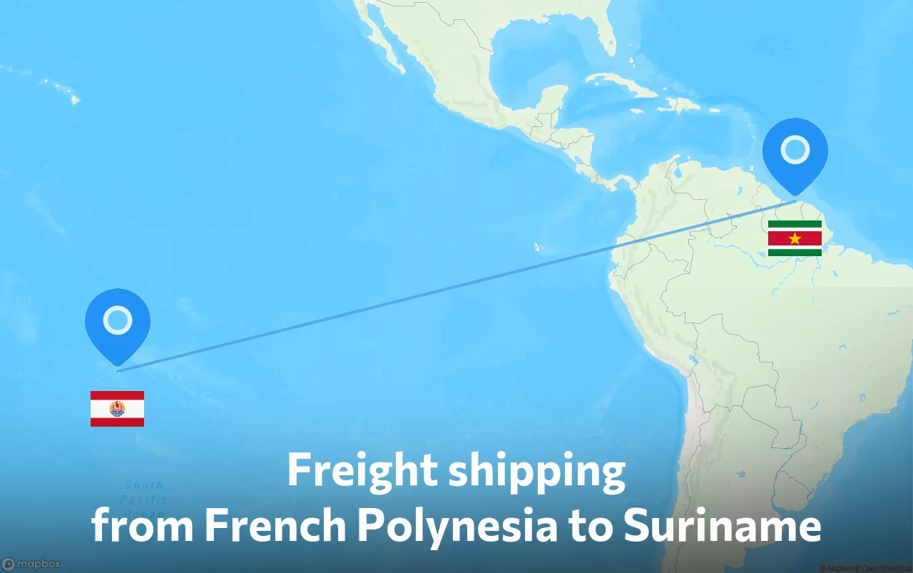 Shipping route from French Polynesia to Suriname