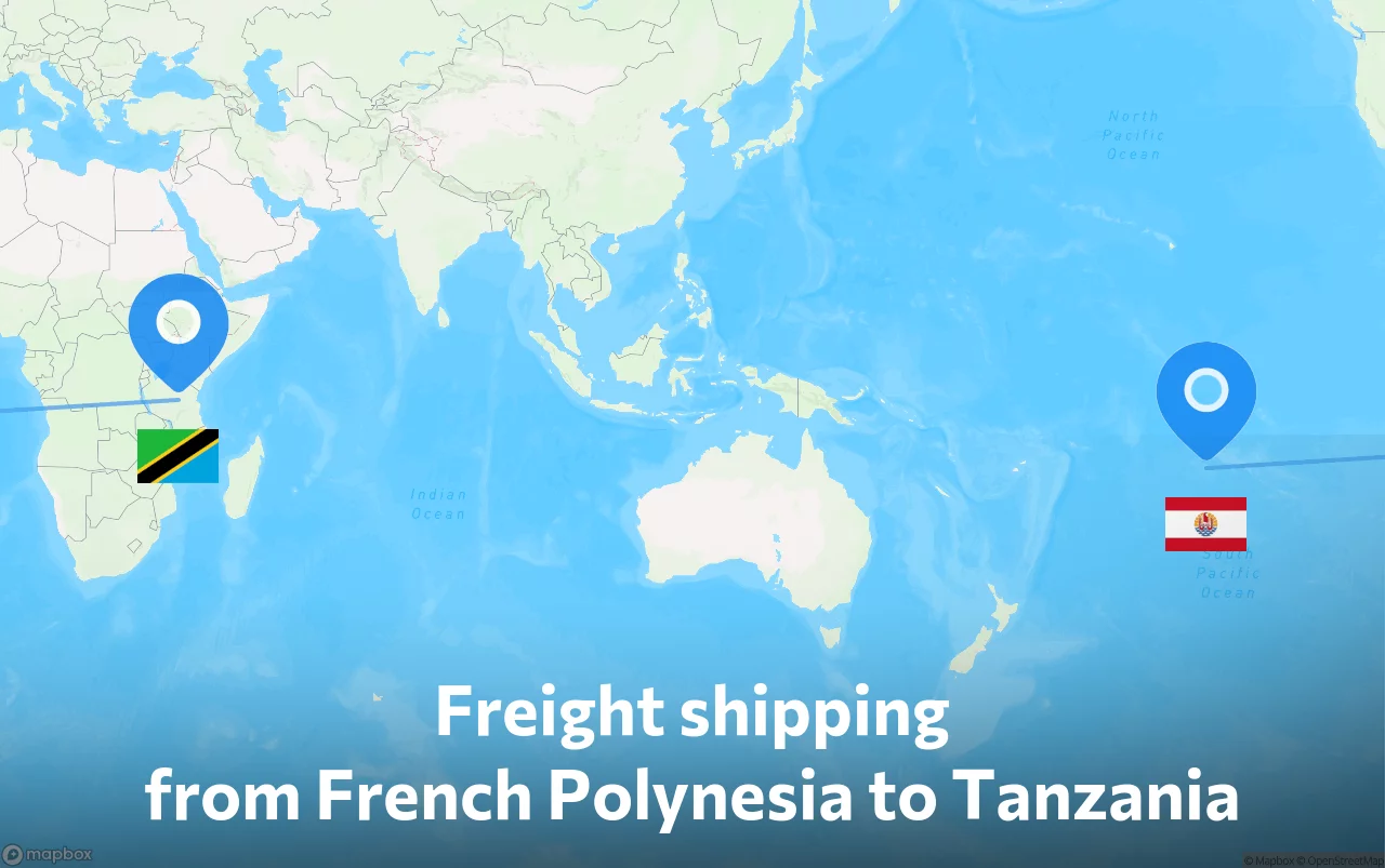 Shipping route from French Polynesia to Tanzania