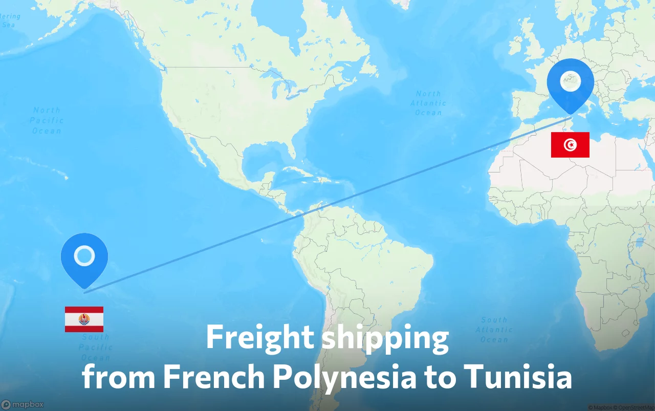 Shipping route from French Polynesia to Tunisia