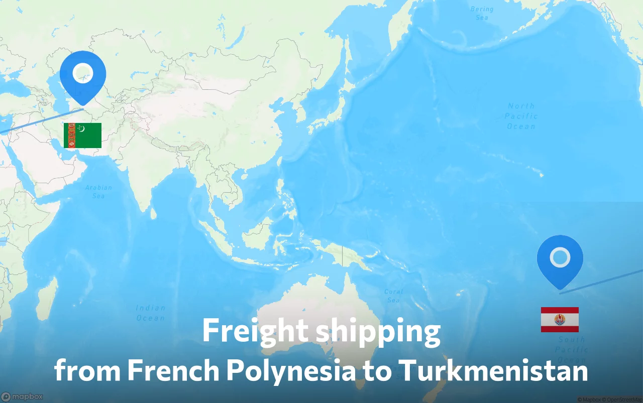 Shipping route from French Polynesia to Turkmenistan