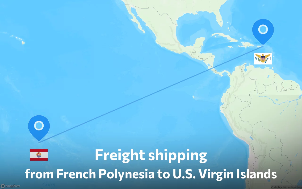 Shipping route from French Polynesia to U.S. Virgin Islands