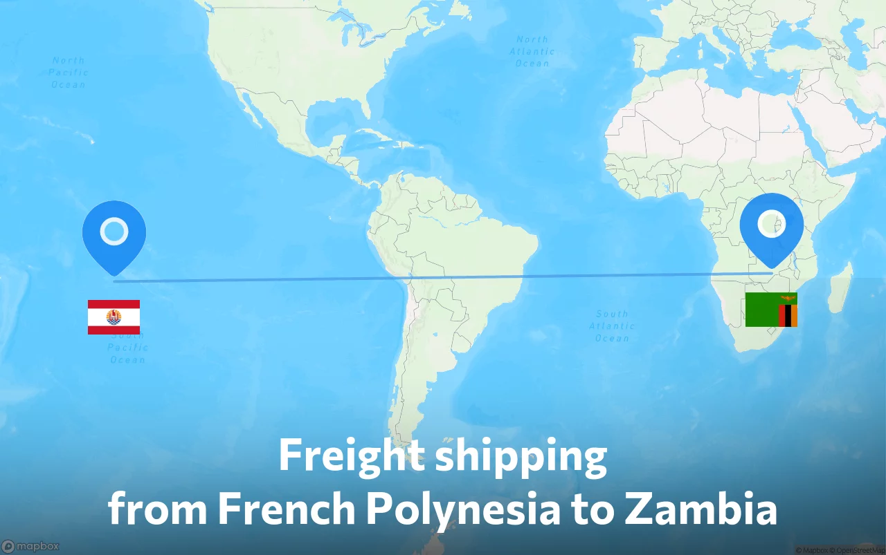 Shipping route from French Polynesia to Zambia