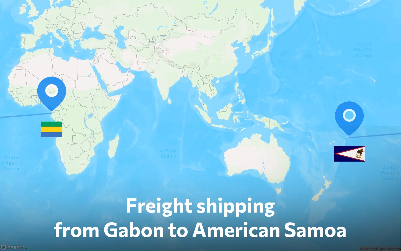 Shipping route from Gabon to American Samoa