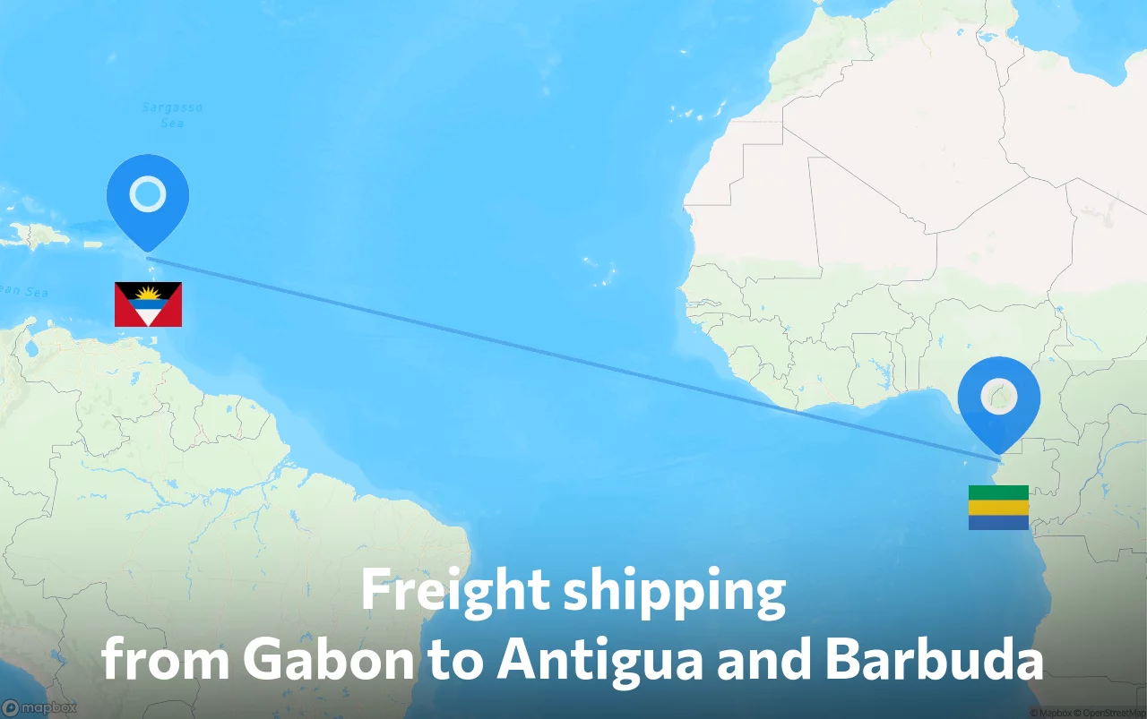 Shipping route from Gabon to Antigua and Barbuda