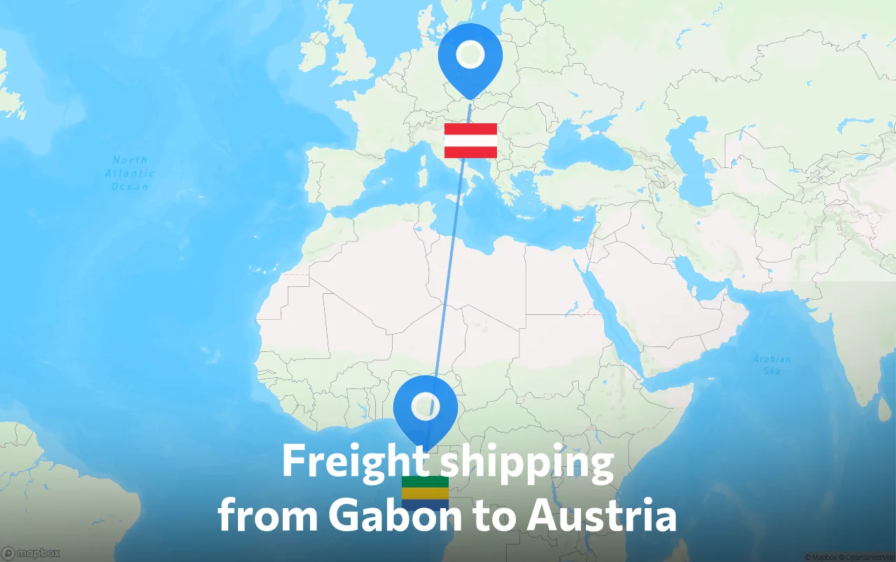 Shipping route from Gabon to Austria