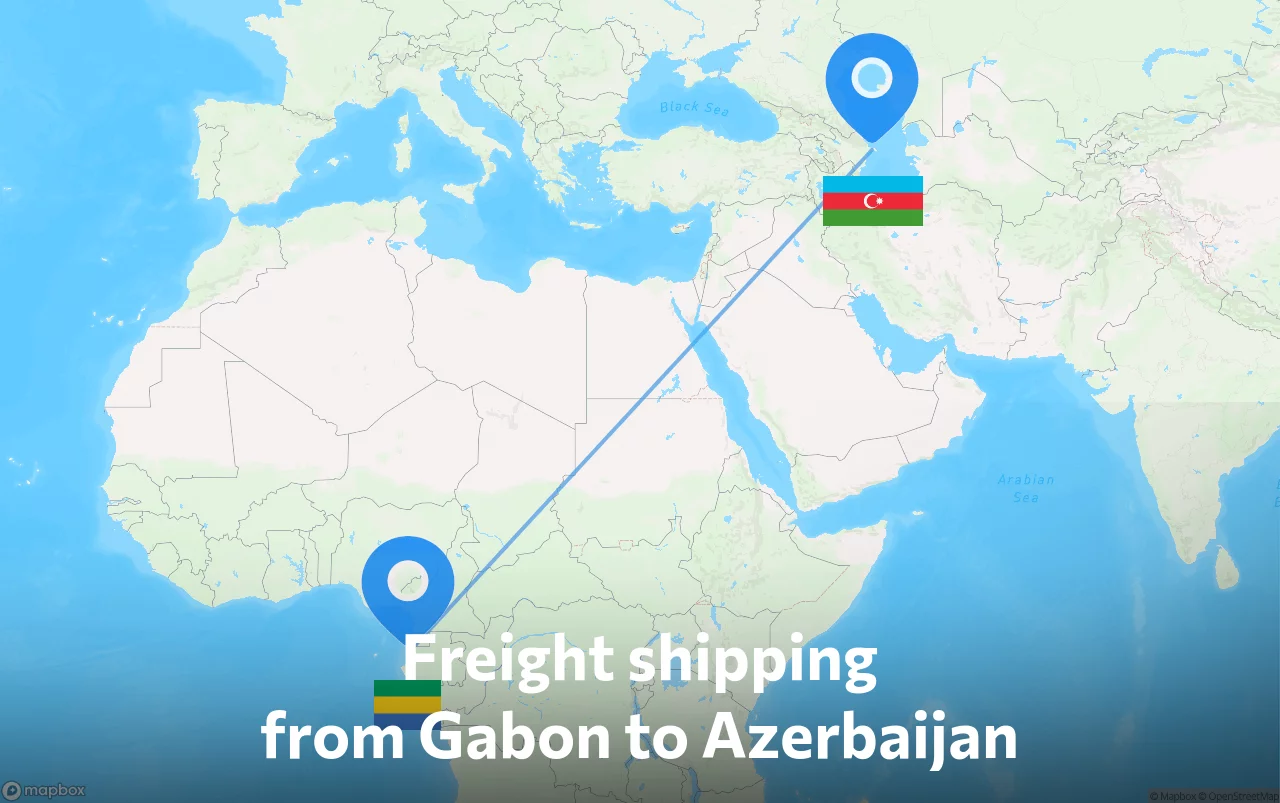 Shipping route from Gabon to Azerbaijan