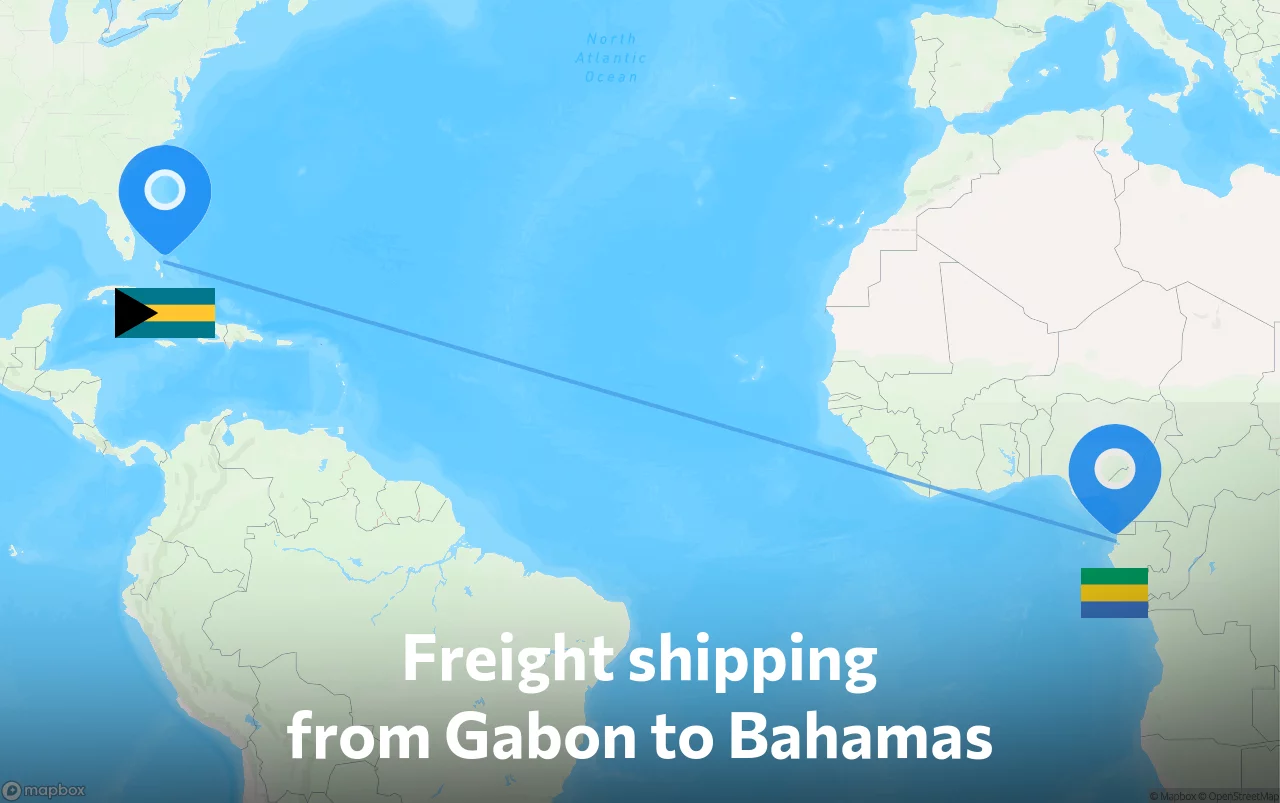 Shipping route from Gabon to Bahamas