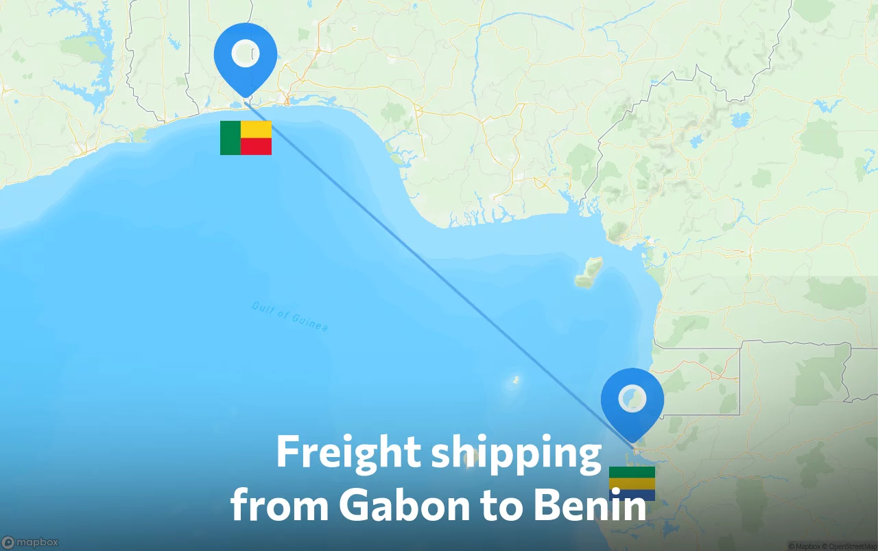 Shipping route from Gabon to Benin