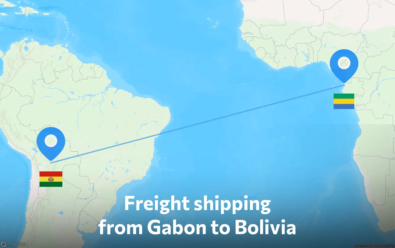 Shipping route from Gabon to Bolivia