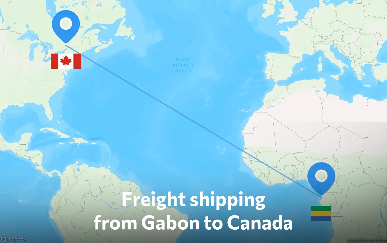 Shipping route from Gabon to Canada