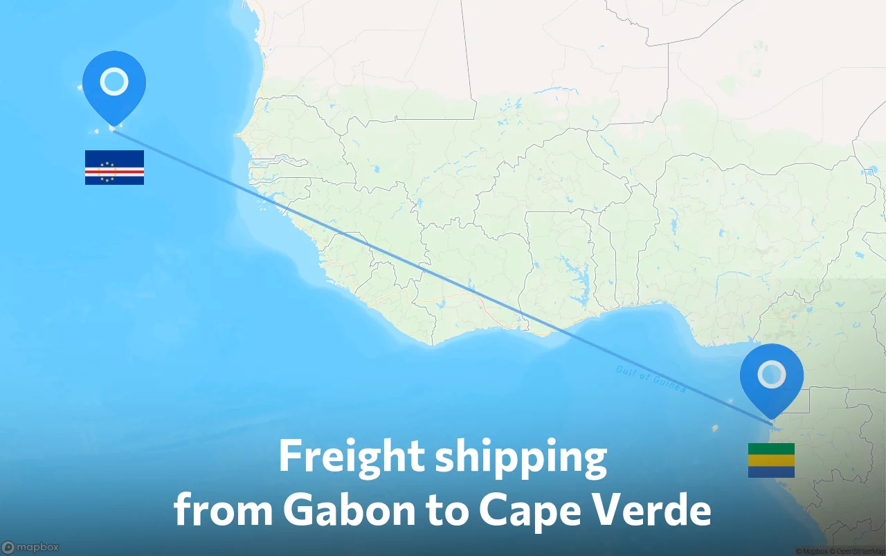 Shipping route from Gabon to Cape Verde
