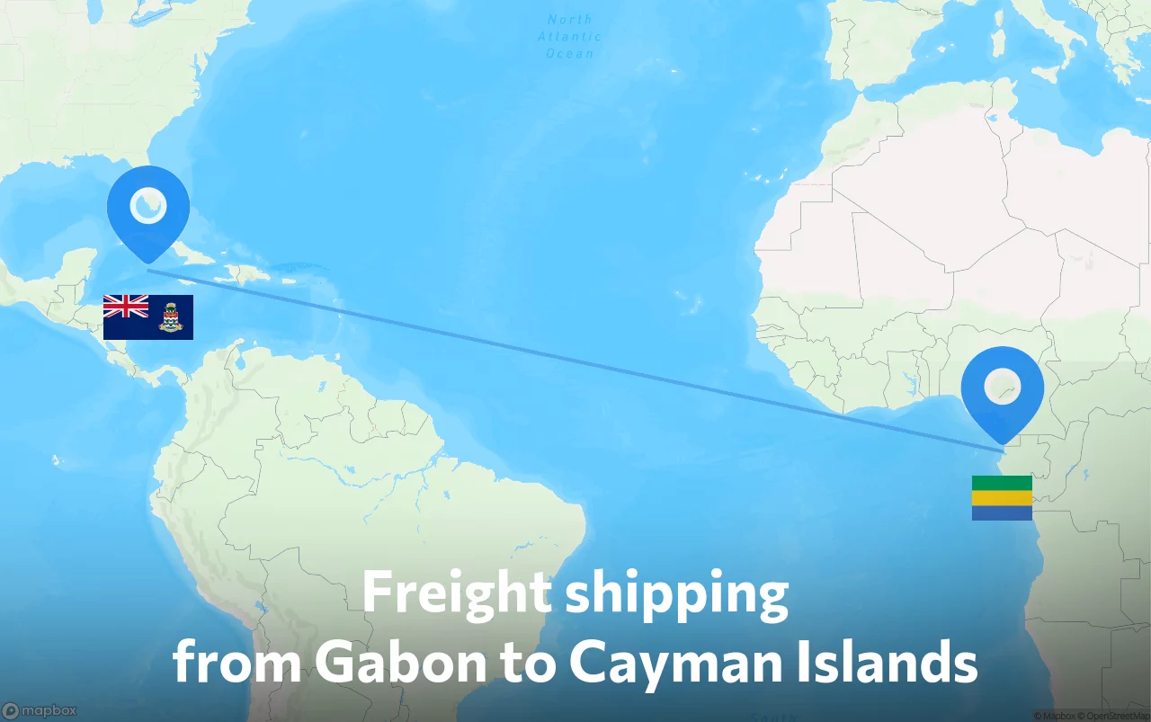 Shipping route from Gabon to Cayman Islands