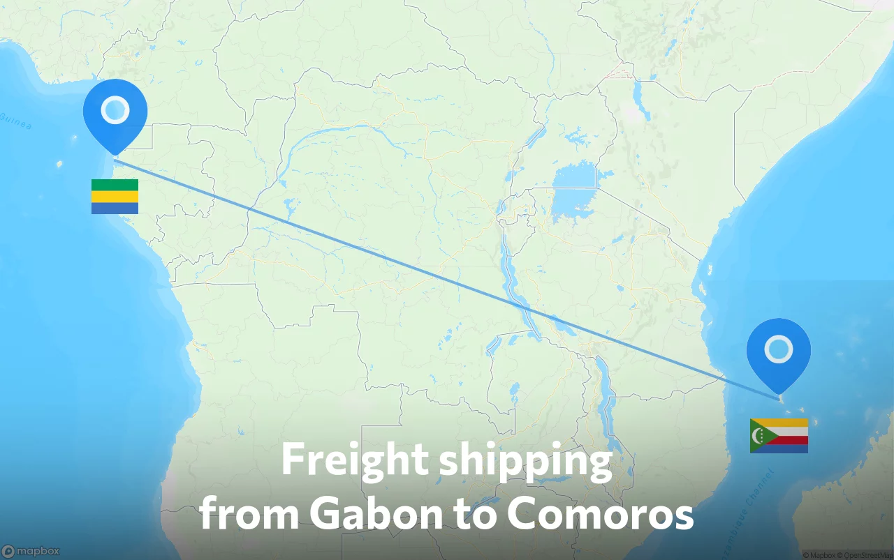 Shipping route from Gabon to Comoros