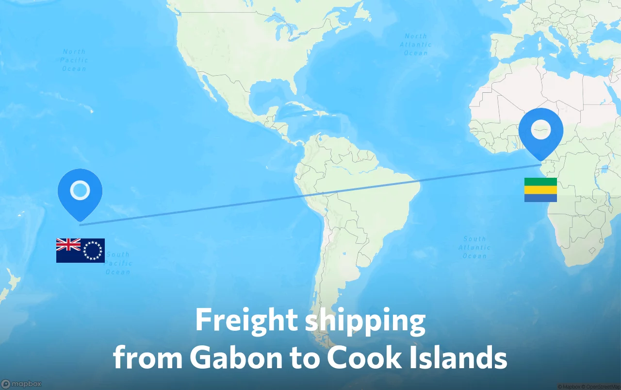 Shipping route from Gabon to Cook Islands