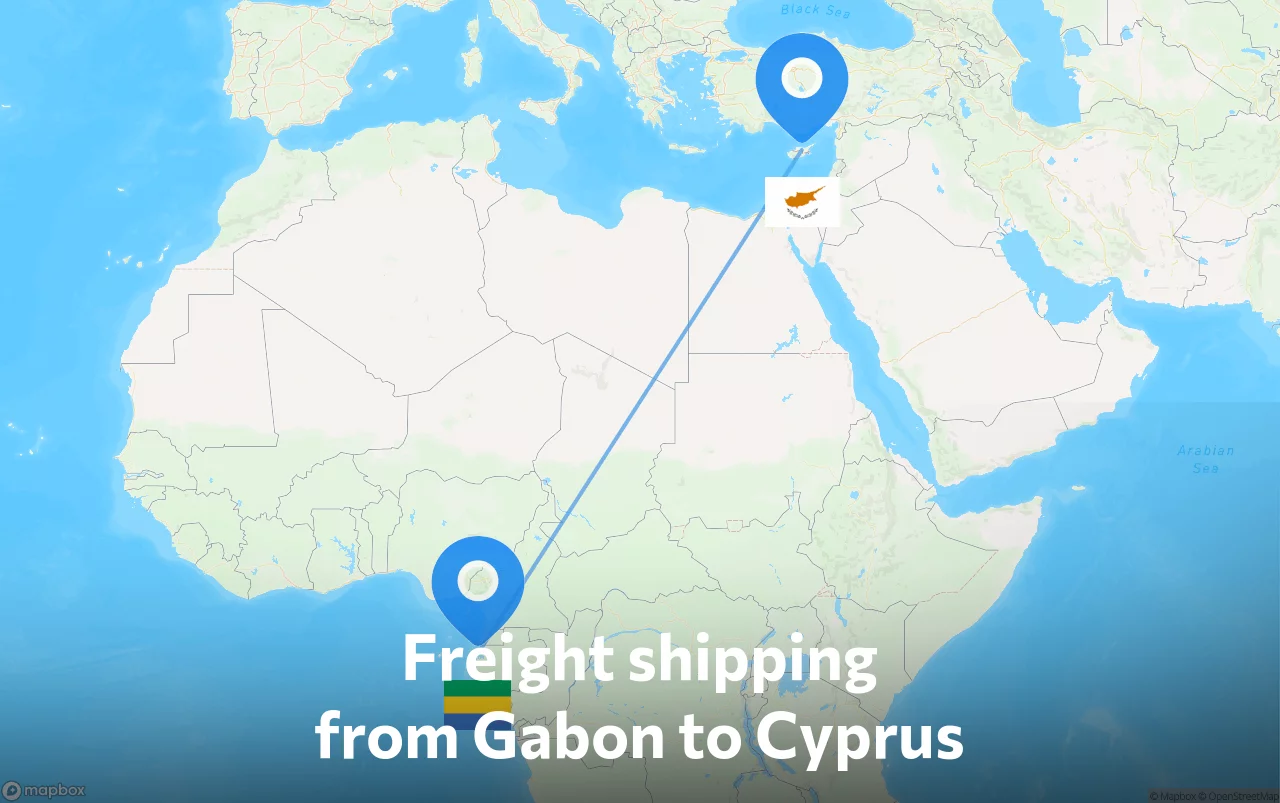 Shipping route from Gabon to Cyprus