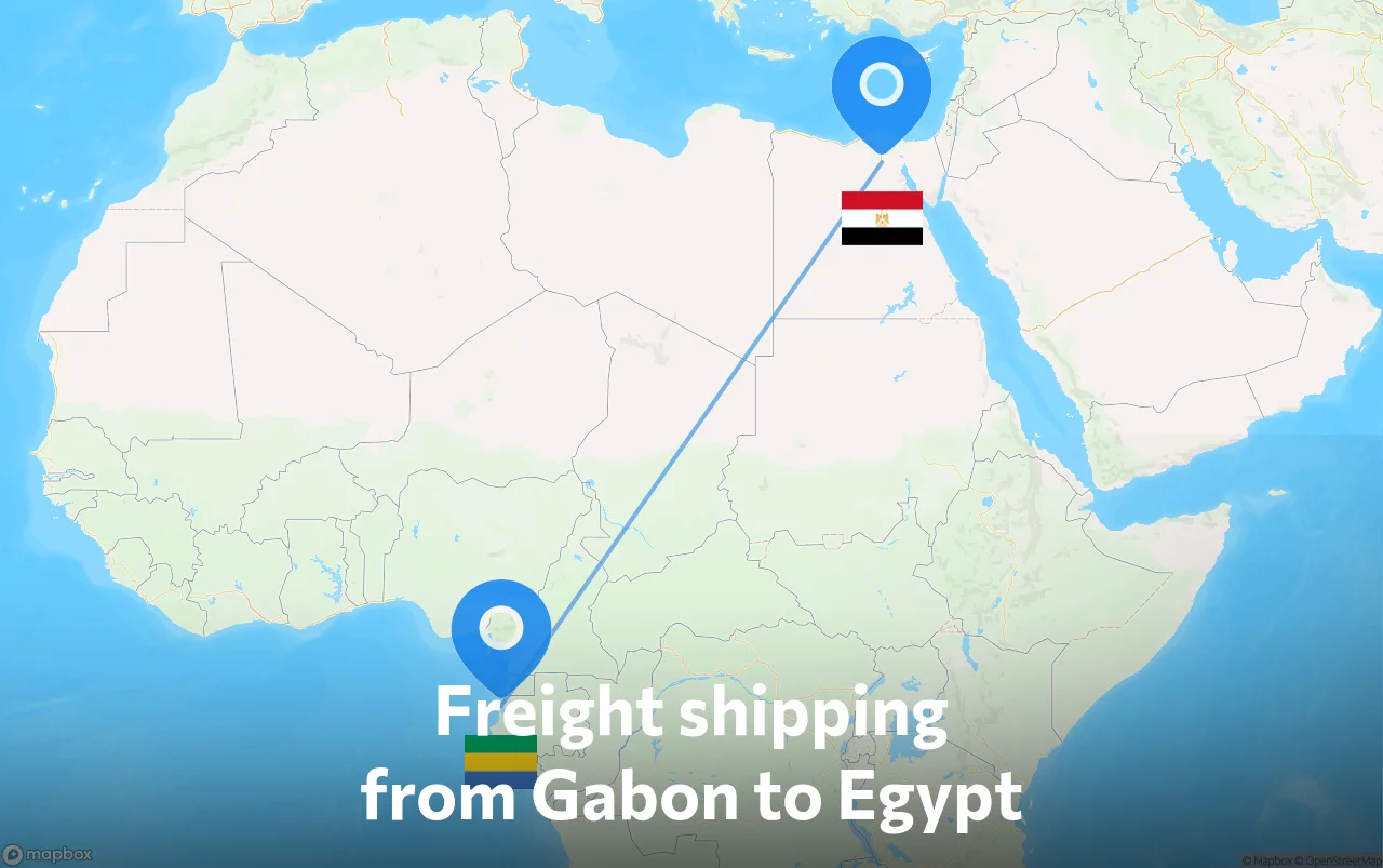 Shipping route from Gabon to Egypt