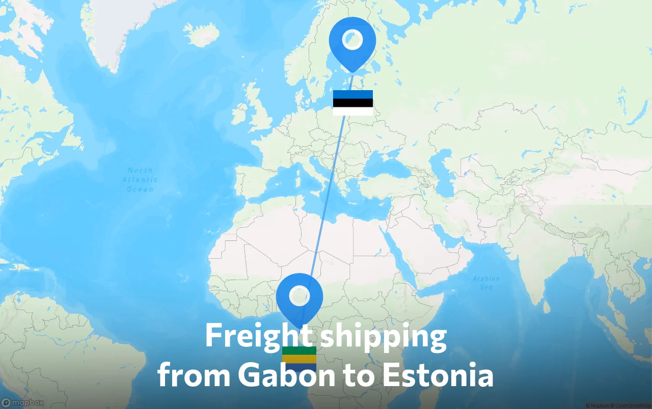 Shipping route from Gabon to Estonia
