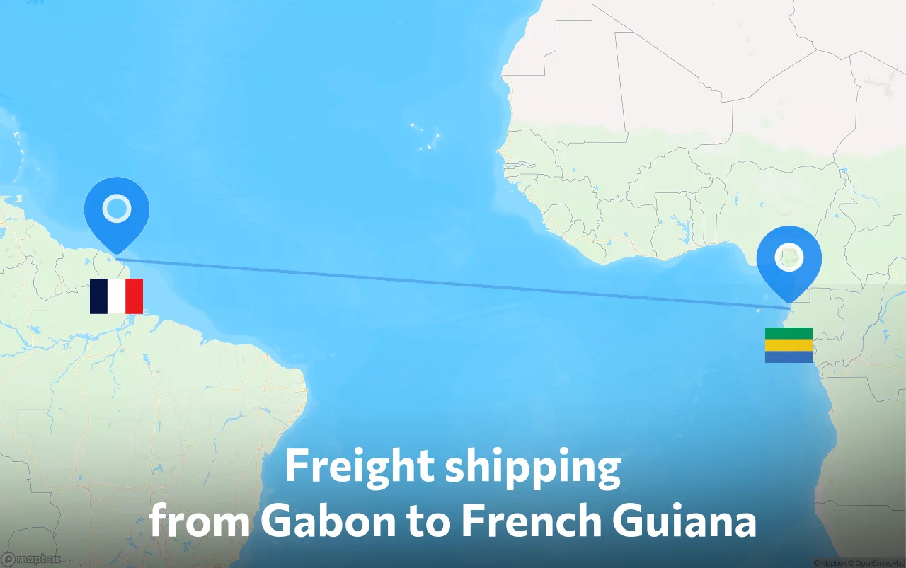 Shipping route from Gabon to French Guiana