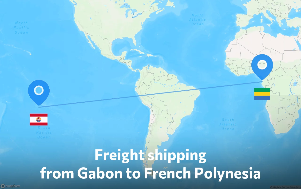 Shipping route from Gabon to French Polynesia