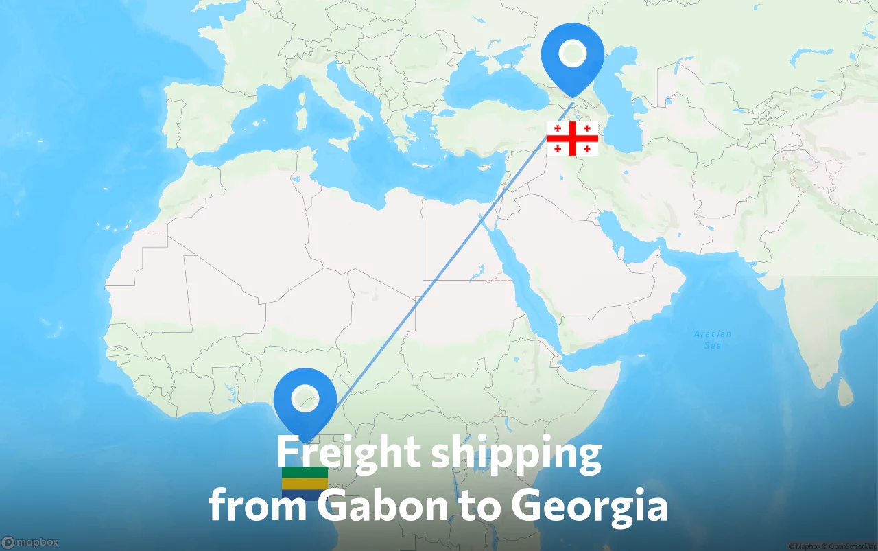 Shipping route from Gabon to Georgia