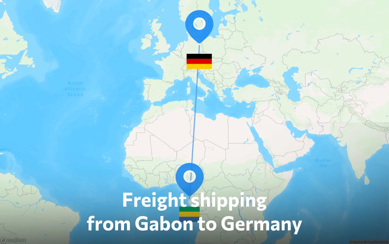 Shipping route from Gabon to Germany