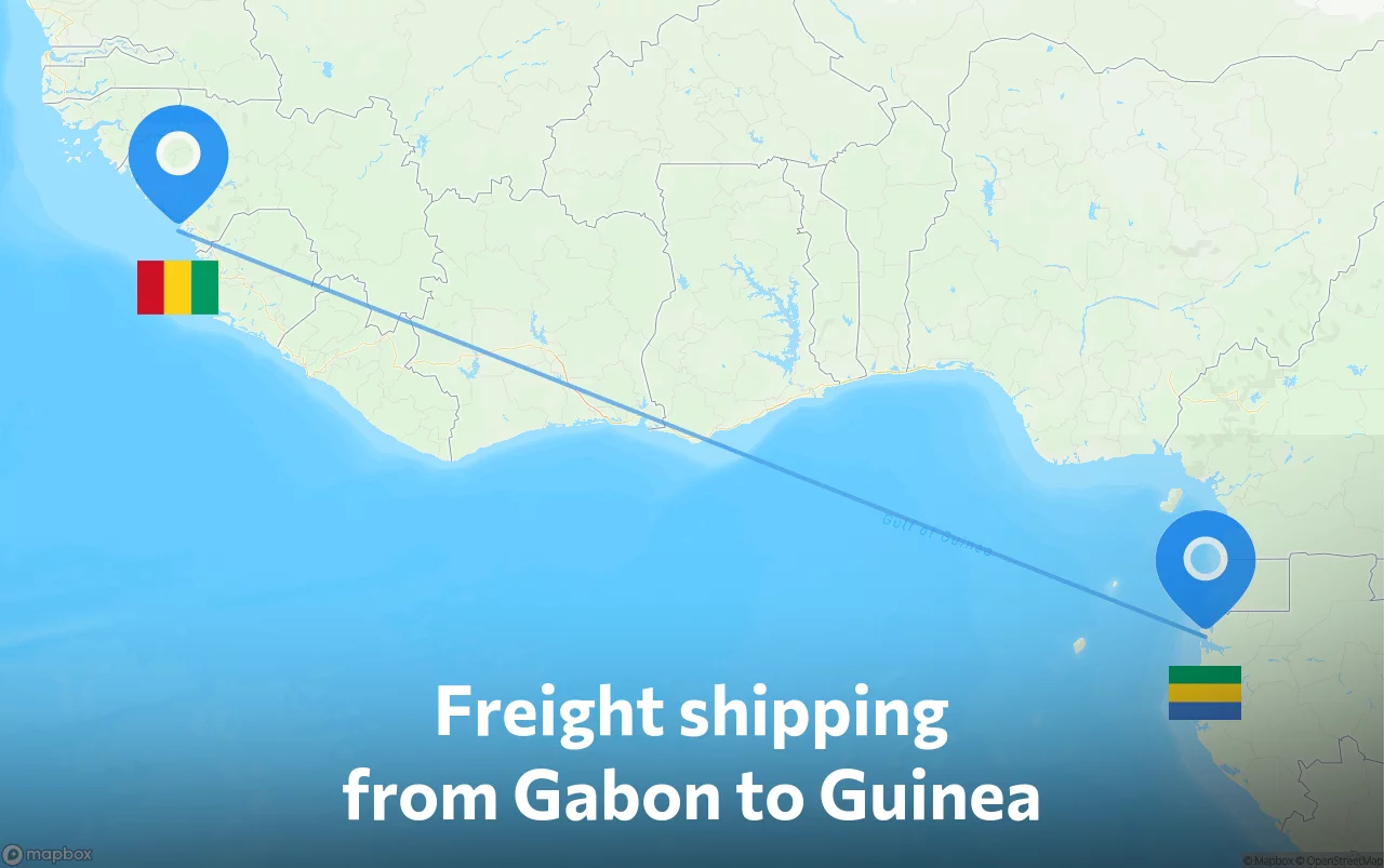 Shipping route from Gabon to Guinea