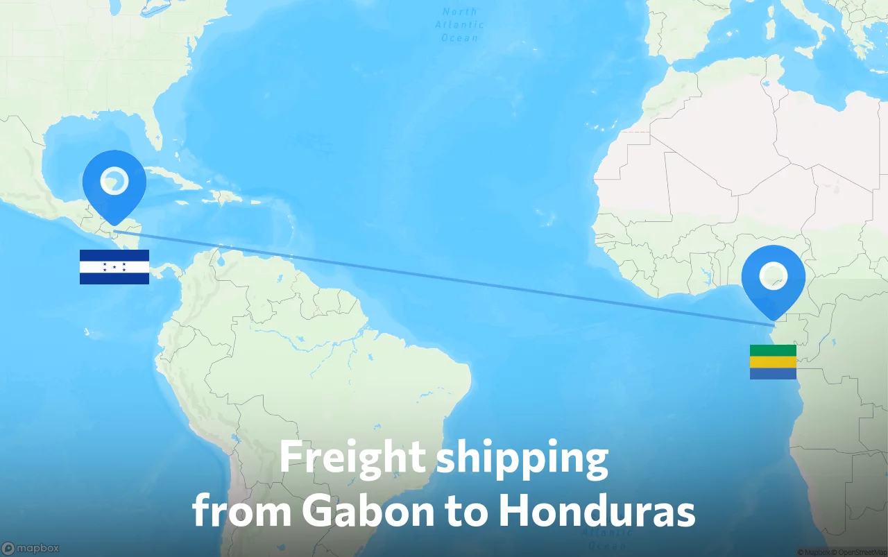 Shipping route from Gabon to Honduras