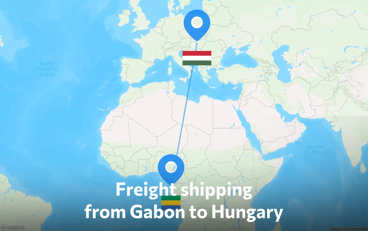 Shipping route from Gabon to Hungary
