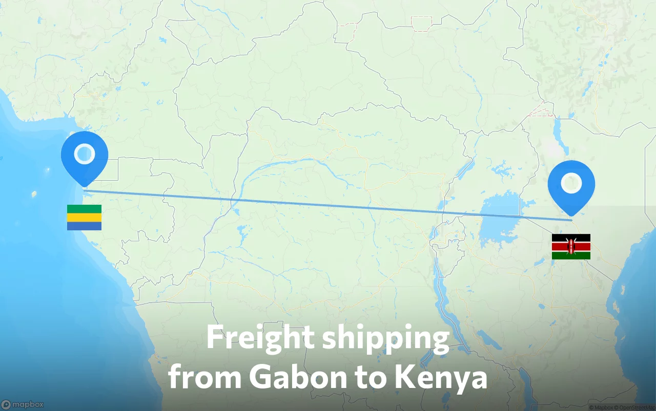 Shipping route from Gabon to Kenya