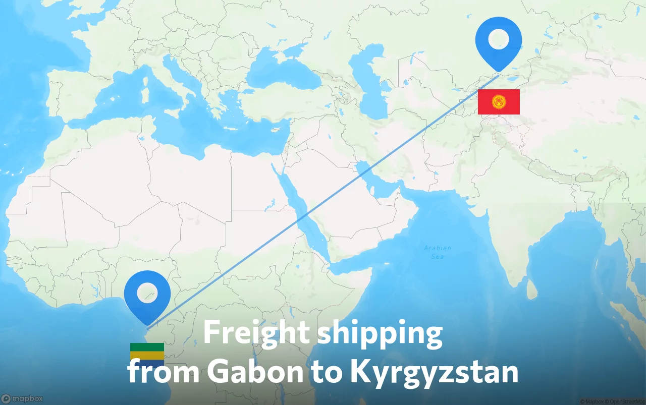 Shipping route from Gabon to Kyrgyzstan