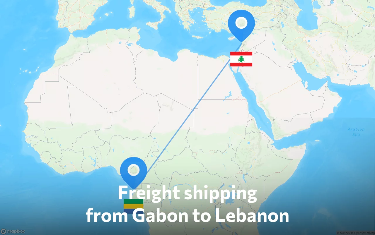 Shipping route from Gabon to Lebanon