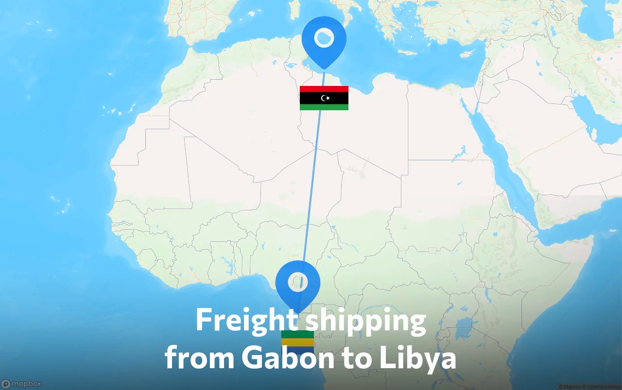 Shipping route from Gabon to Libya